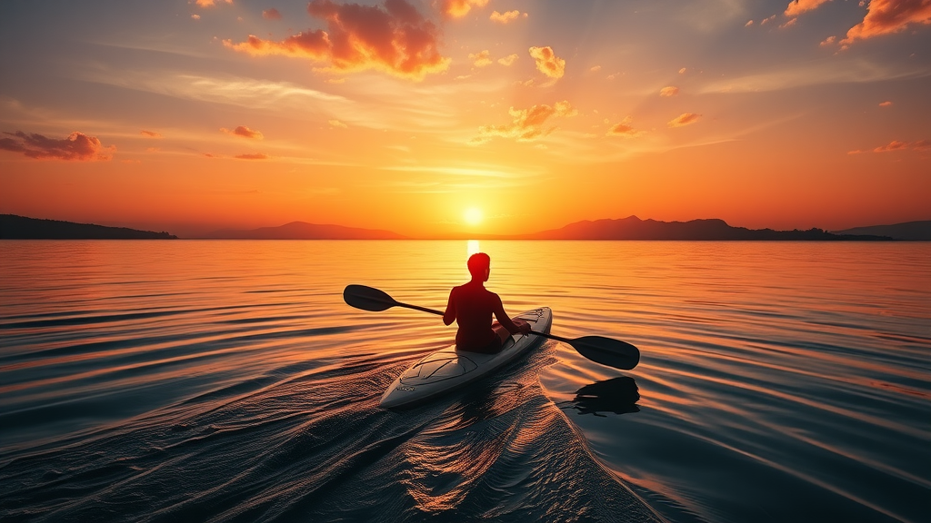 Sunset paddleboarder silhouetted against radiant sky at top Central Florida paddleboarding spot