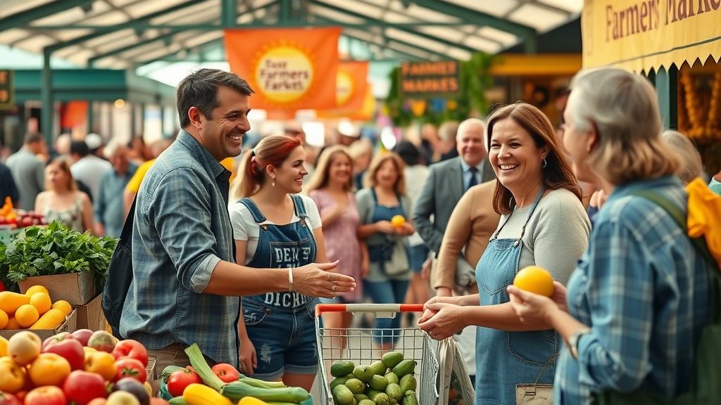 vibrant farmers market scene orlando farmers markets schedule joyful shoppers local farmers exchanging fresh produce