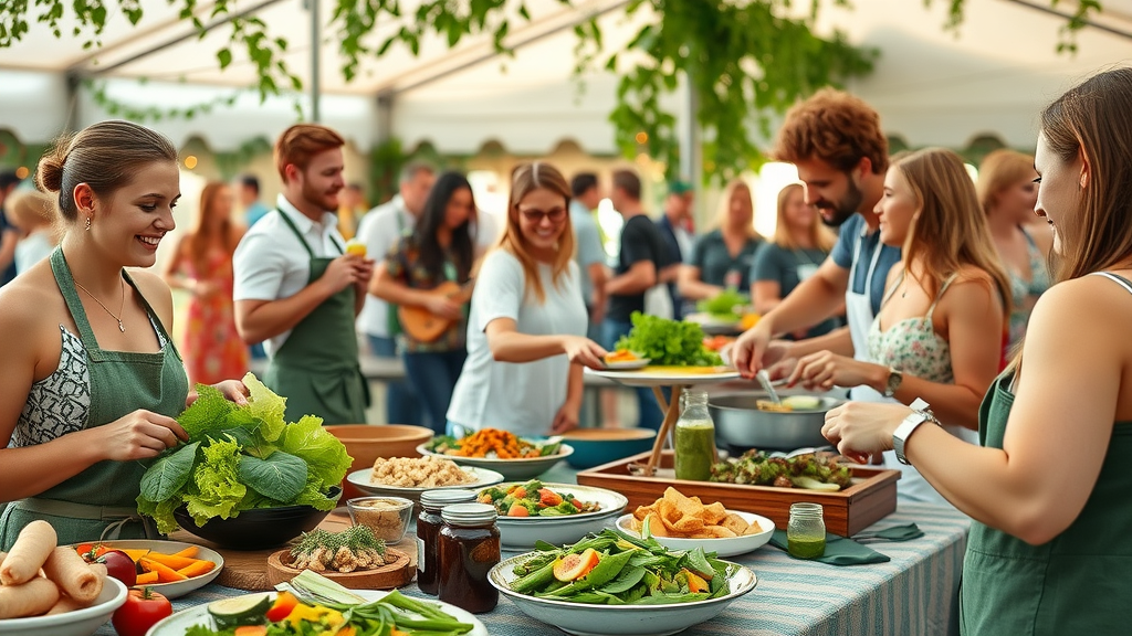 inviting vegan food spread at Central Florida Veg Fest, healthy food festivals Orlando, vegan food festival