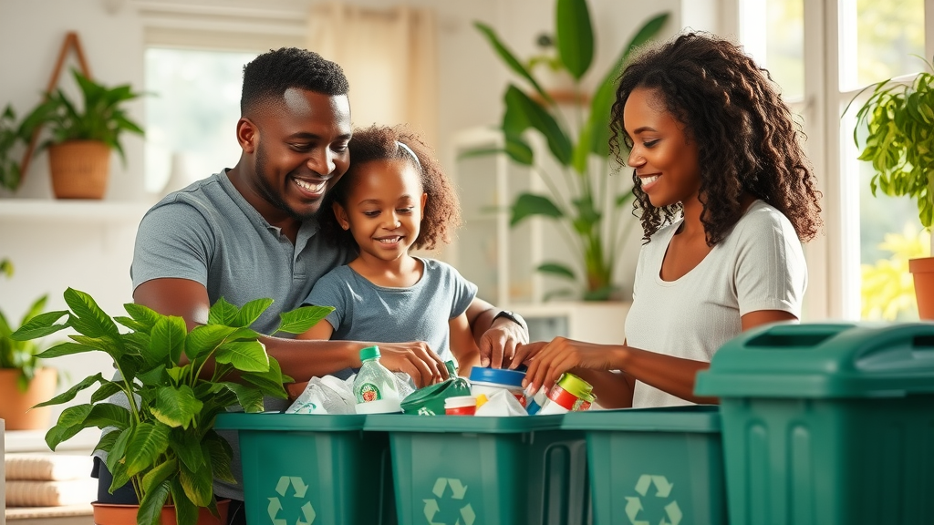 orlando sustainable living tips family recycling indoors lush plants bright sunlight
