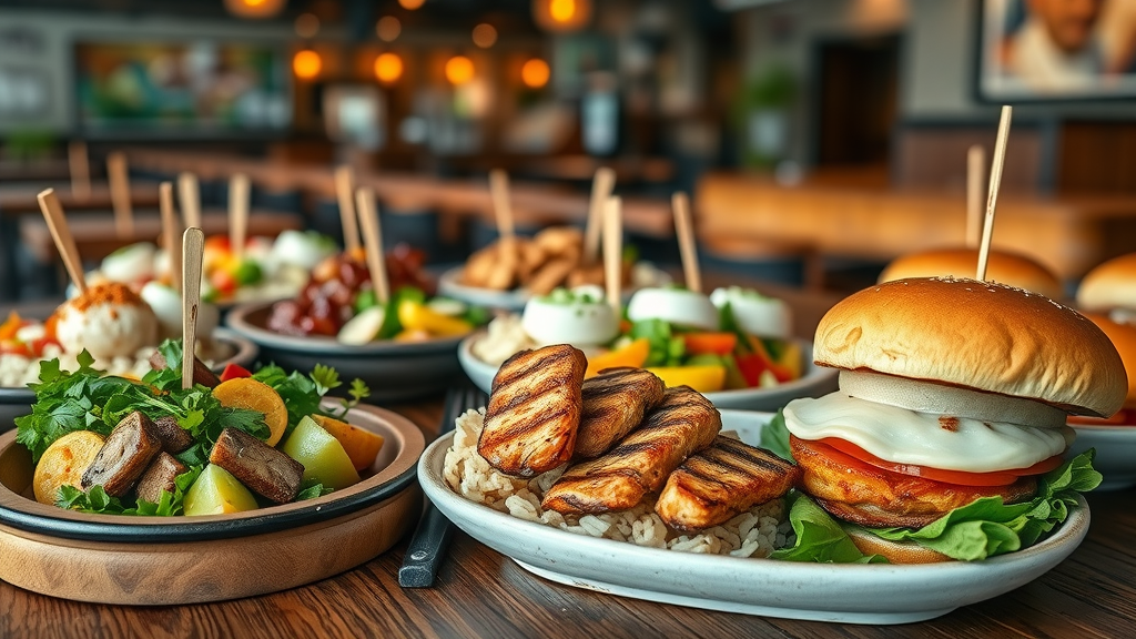 Assorted gluten free meals on a table at an Orlando restaurant