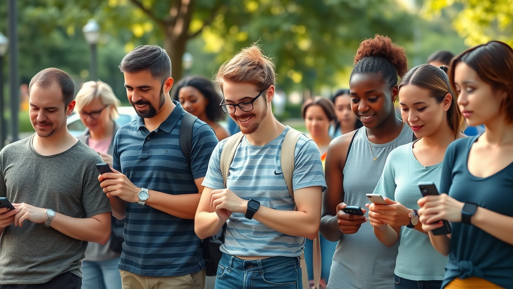 People wearing various wearable health technology devices outdoors