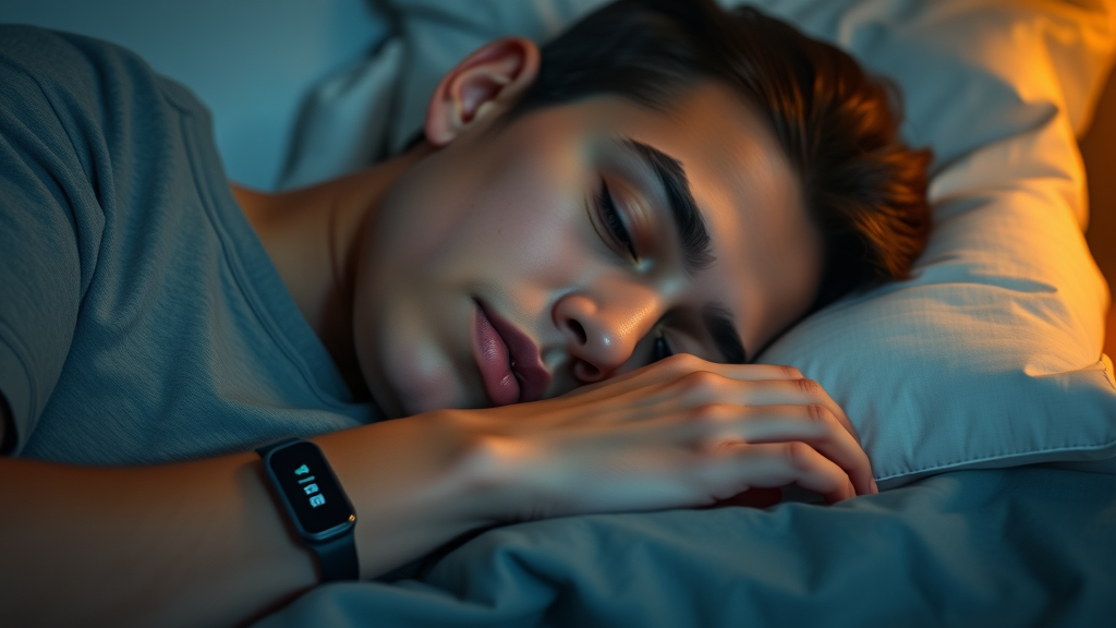 Person sleeping peacefully while wearing sleep monitoring wearable